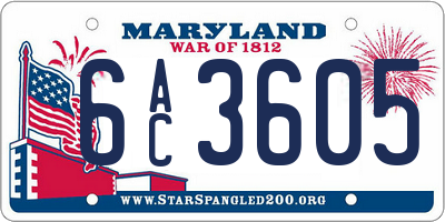 MD license plate 6AC3605
