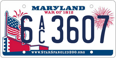 MD license plate 6AC3607