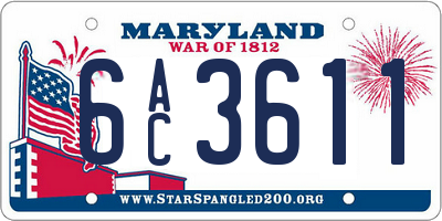 MD license plate 6AC3611