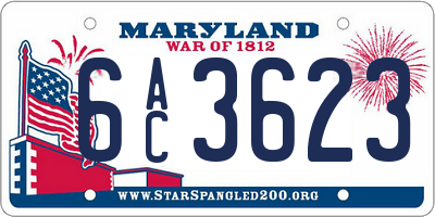 MD license plate 6AC3623