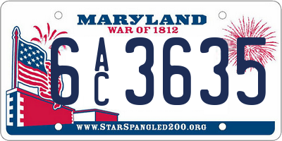 MD license plate 6AC3635