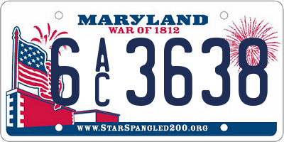 MD license plate 6AC3638