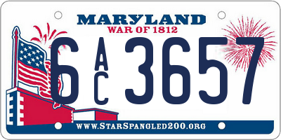 MD license plate 6AC3657
