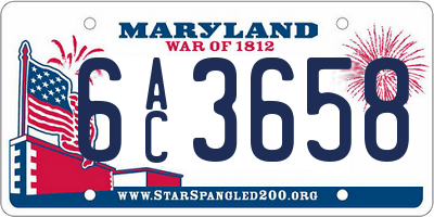 MD license plate 6AC3658