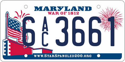 MD license plate 6AC3661
