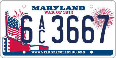 MD license plate 6AC3667