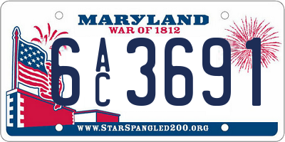 MD license plate 6AC3691