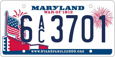 MD license plate 6AC3701
