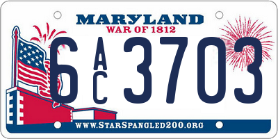 MD license plate 6AC3703