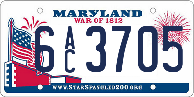 MD license plate 6AC3705