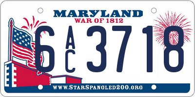 MD license plate 6AC3718