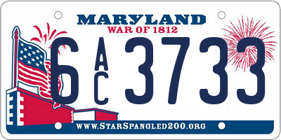 MD license plate 6AC3733