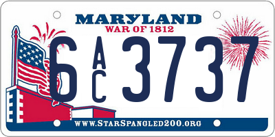 MD license plate 6AC3737