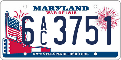 MD license plate 6AC3751