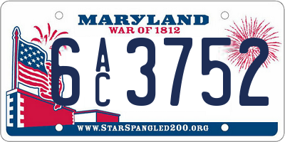 MD license plate 6AC3752