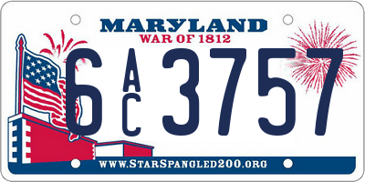 MD license plate 6AC3757