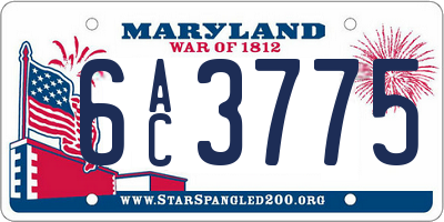 MD license plate 6AC3775