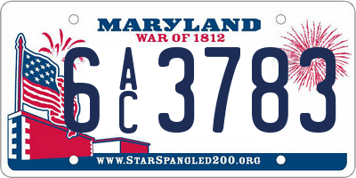 MD license plate 6AC3783