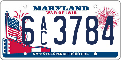 MD license plate 6AC3784