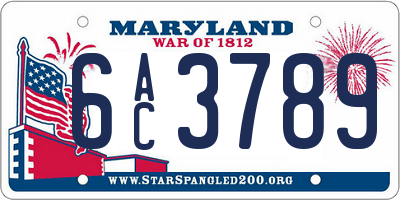 MD license plate 6AC3789