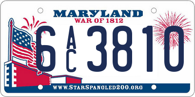 MD license plate 6AC3810