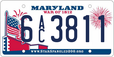 MD license plate 6AC3811