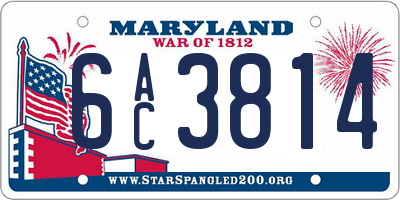 MD license plate 6AC3814