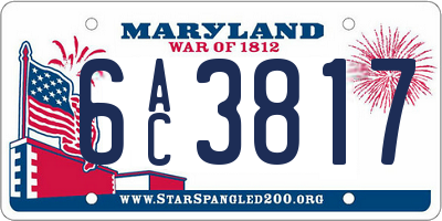 MD license plate 6AC3817