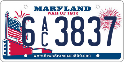 MD license plate 6AC3837
