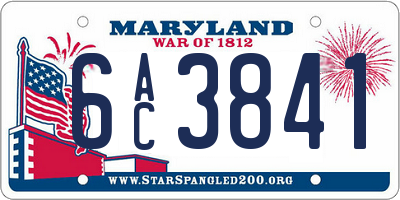 MD license plate 6AC3841