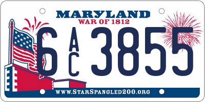 MD license plate 6AC3855