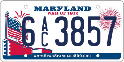 MD license plate 6AC3857
