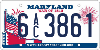 MD license plate 6AC3861
