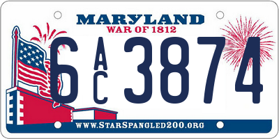 MD license plate 6AC3874