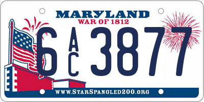MD license plate 6AC3877