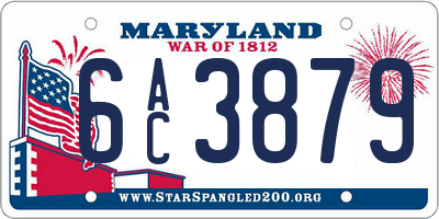 MD license plate 6AC3879