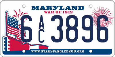 MD license plate 6AC3896