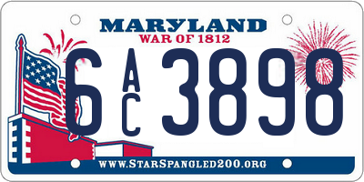 MD license plate 6AC3898