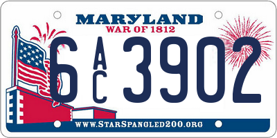 MD license plate 6AC3902