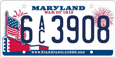 MD license plate 6AC3908