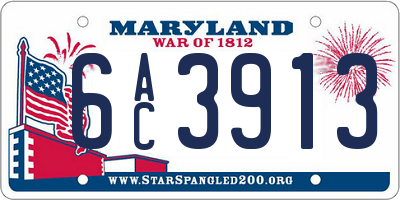 MD license plate 6AC3913