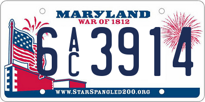 MD license plate 6AC3914