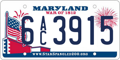 MD license plate 6AC3915
