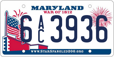 MD license plate 6AC3936