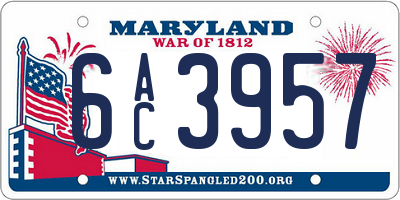 MD license plate 6AC3957