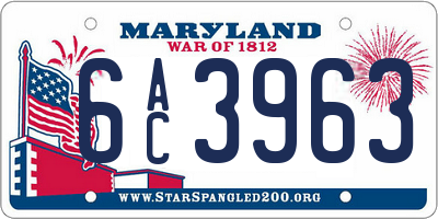 MD license plate 6AC3963