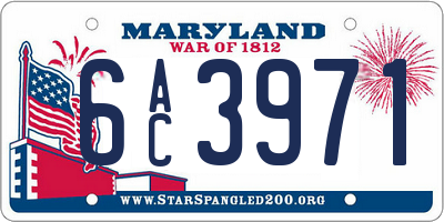 MD license plate 6AC3971
