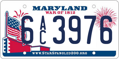MD license plate 6AC3976
