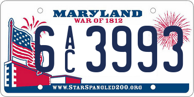 MD license plate 6AC3993