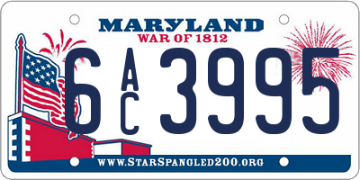 MD license plate 6AC3995